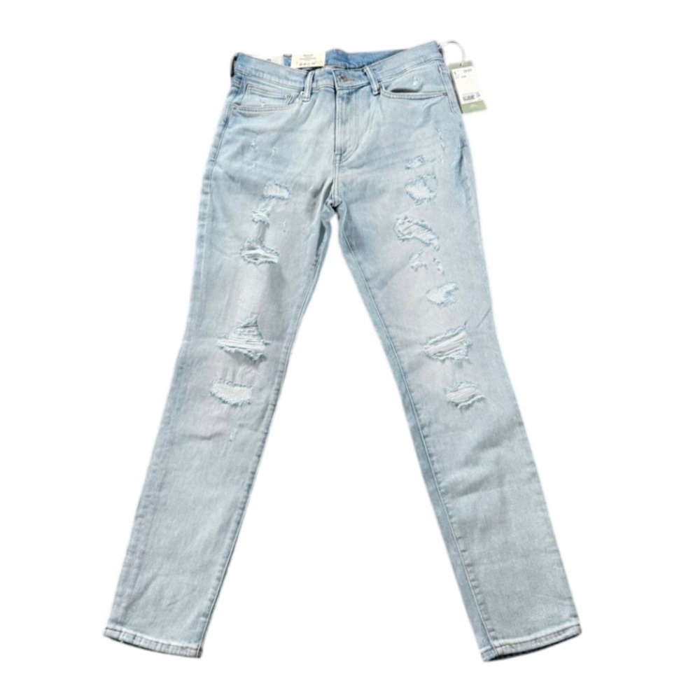 HM Skinny Fit Stretch Distressed Jeans Light Wash Blue Ripped Denim 31x32